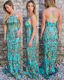 Turquoise + Gold Sequin Paisley Gown - The Lace Cactus