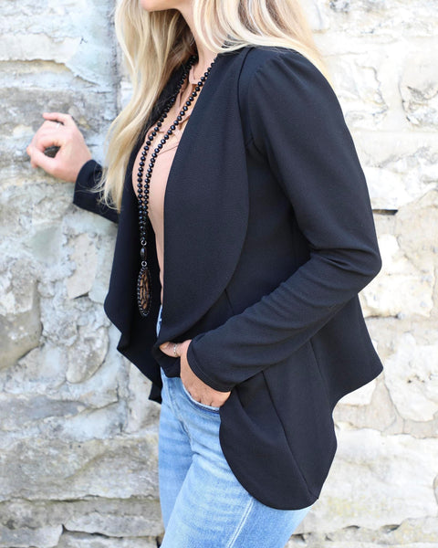 All Business Black Blazer - The Lace Cactus