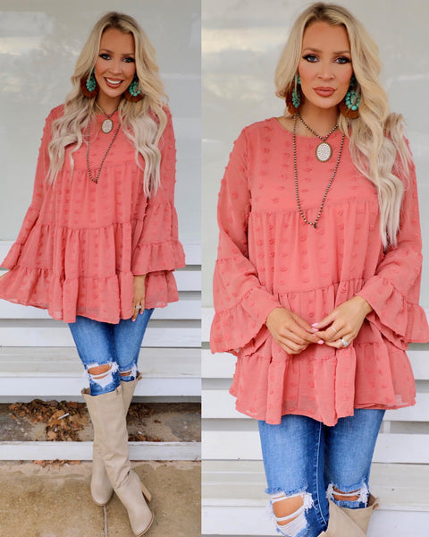 Dark Rose Swiss Dot Babydoll Top - The Lace Cactus