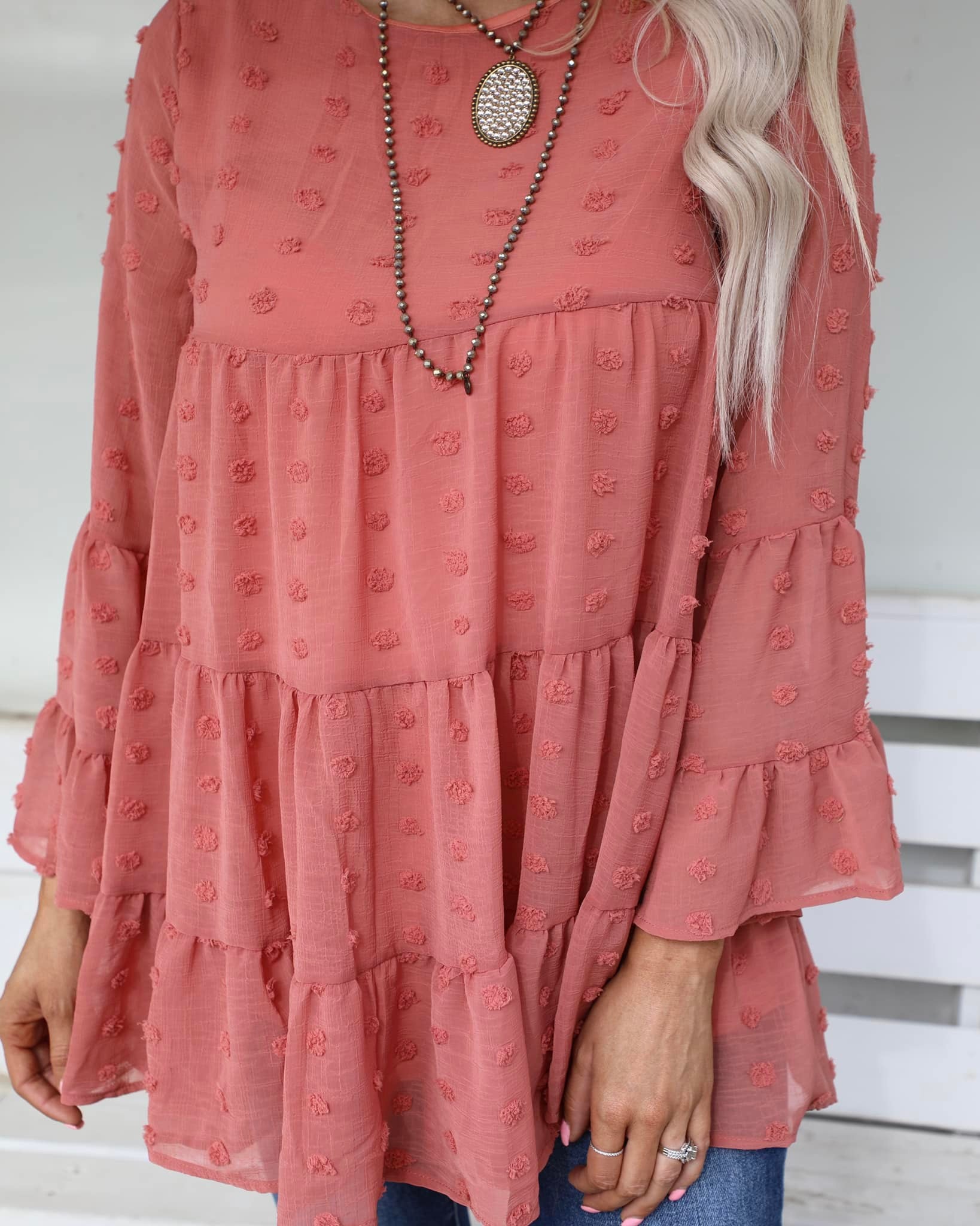 Dark Rose Swiss Dot Babydoll Top - The Lace Cactus