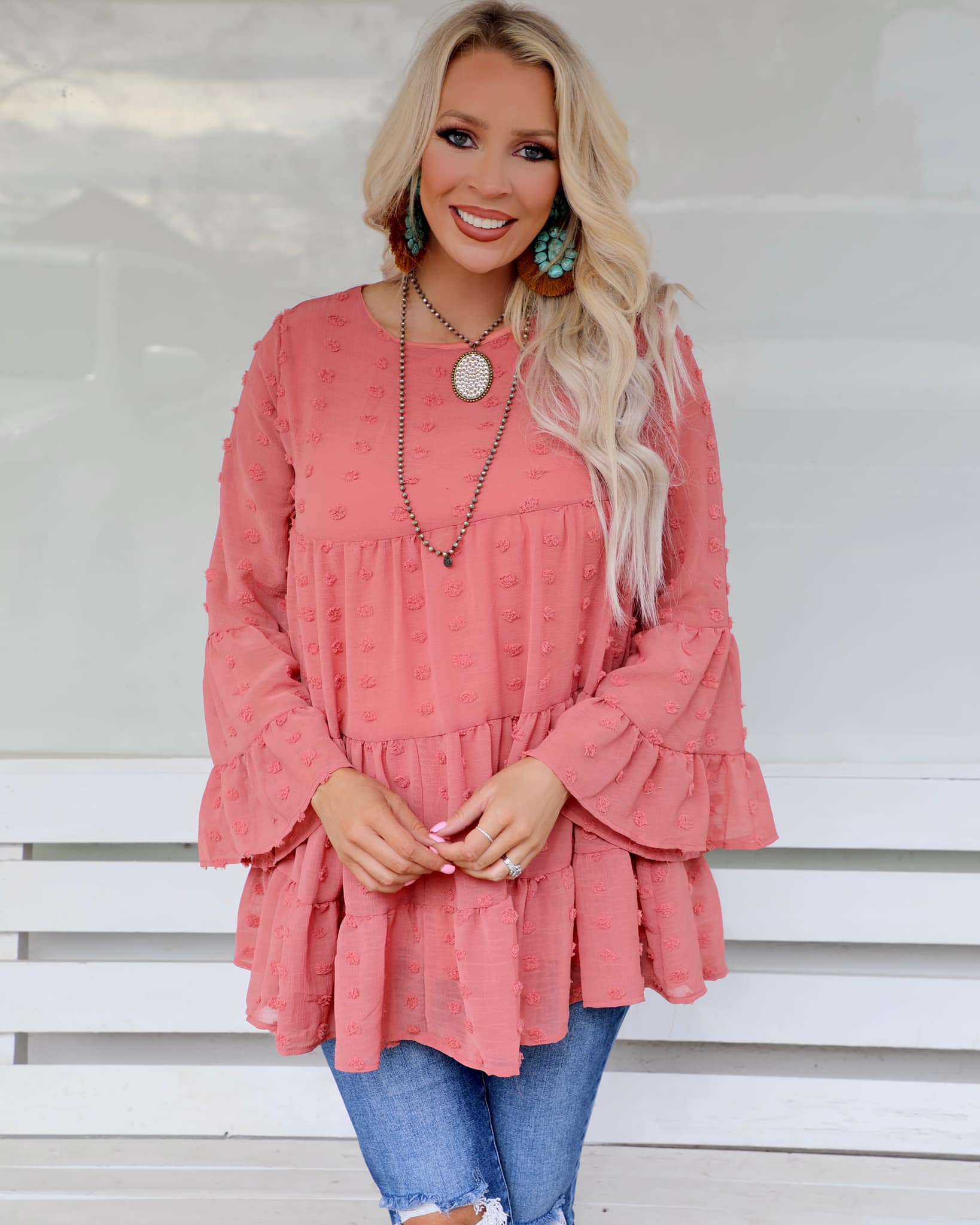 Dark Rose Swiss Dot Babydoll Top - The Lace Cactus