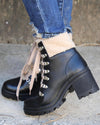 Buffed Black Lined Combat Boots - The Lace Cactus