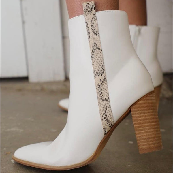 Dunn White Ankle Boots - The Lace Cactus