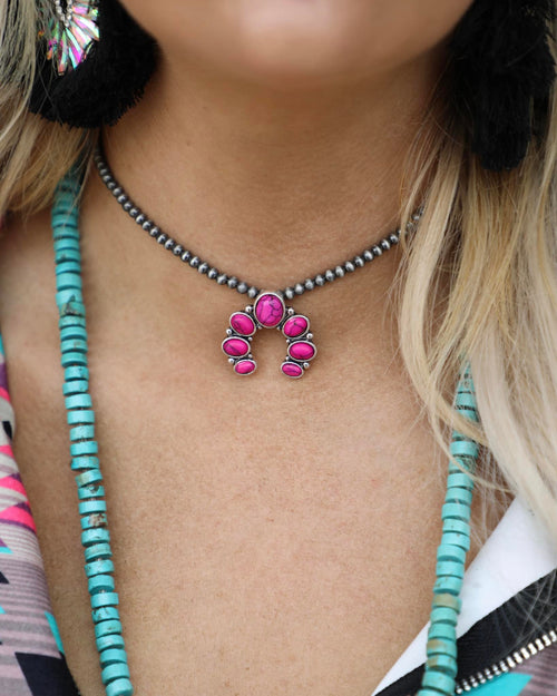 Pink 4mm Squash Blossom Choker - The Lace Cactus