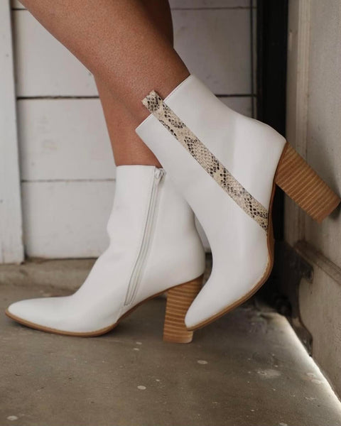 Dunn White Ankle Boots - The Lace Cactus