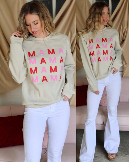 Sand "Mama" Graphic Sweatshirt - The Lace Cactus
