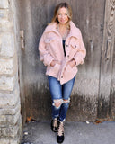 Blush Fluffy Sherpa Jacket - The Lace Cactus