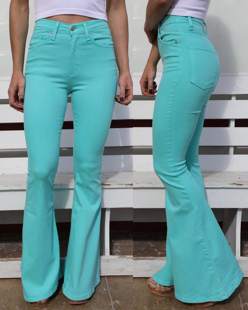 Bell Bottom Jean in Turquoise