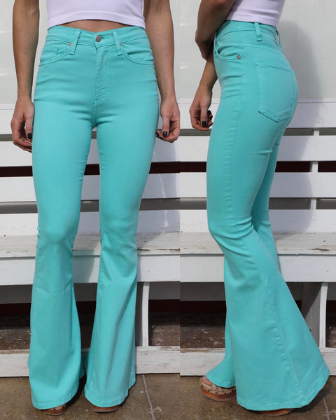 Light Turquoise Flare Pants - The Lace Cactus