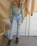 Light Silouette Distressed Mom Jeans - The Lace Cactus
