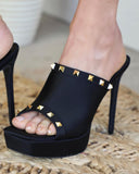 Black + Gold Spiked High Heels - The Lace Cactus
