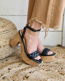 Black Braided Strappy Platform Heels - The Lace Cactus