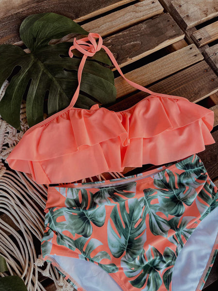 Cozumel Coral Two Piece Swimsuit - The Lace Cactus