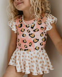 Pink Leopard Polka Dot Swimsuit (KIDS) - The Lace Cactus