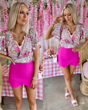 Quinn Floral Wrap Top with Flutter Sleeves - The Lace Cactus