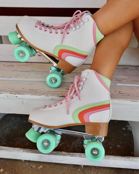 Pink Floral Roller Skates