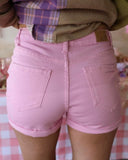 Pink Folded Hem Shorts - The Lace Cactus