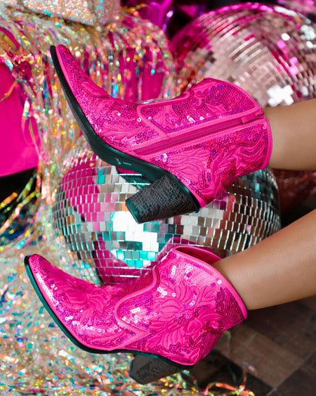 Cowgirl Barbie Pink Sequin Boots