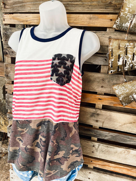 Faded Stars & Stripes + One Shoulder Top