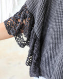 Black Mineral Dyed Lace Trim Top - The Lace Cactus