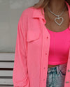 Neon Pink Button Up Jacket - The Lace Cactus
