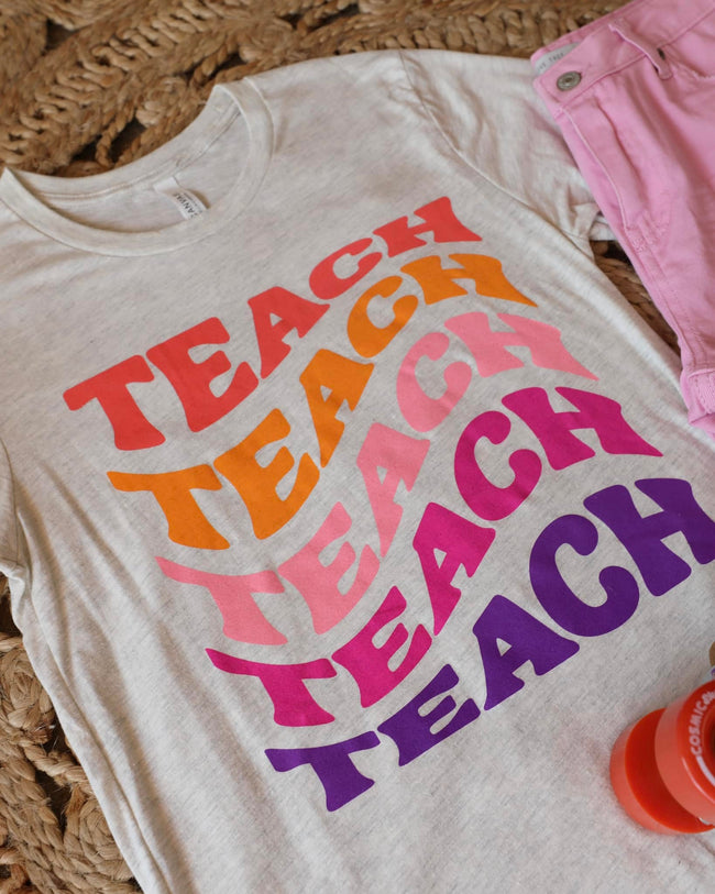 Oatmeal "Teach" Graphic Tee - The Lace Cactus