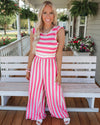 Fiona Fuchsia Striped Jumpsuit - The Lace Cactus