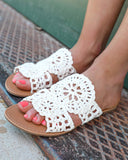Rosa Off White Raffia Woven Sandals - The Lace Cactus