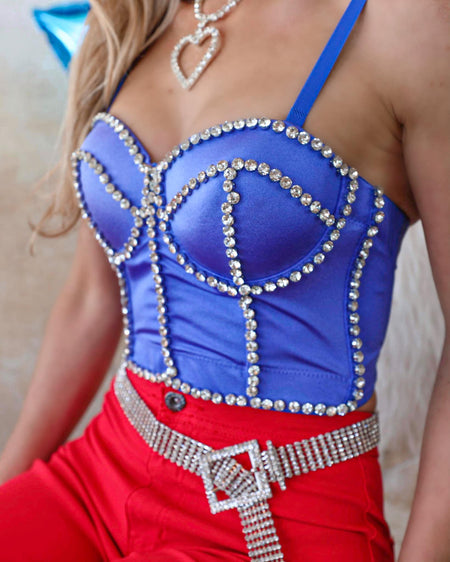 Denim and Pearls Bustier Top