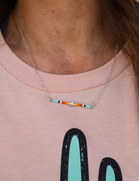 Rainbow Star Silver Chain Necklace - The Lace Cactus