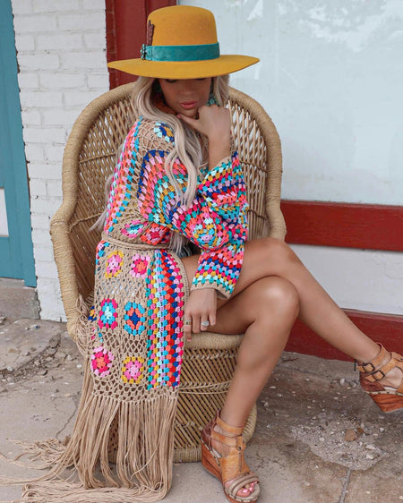 Crochet Rainbow “Cowgirl” Cardigan