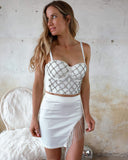 White Rhinestone Bustier Top - The Lace Cactus