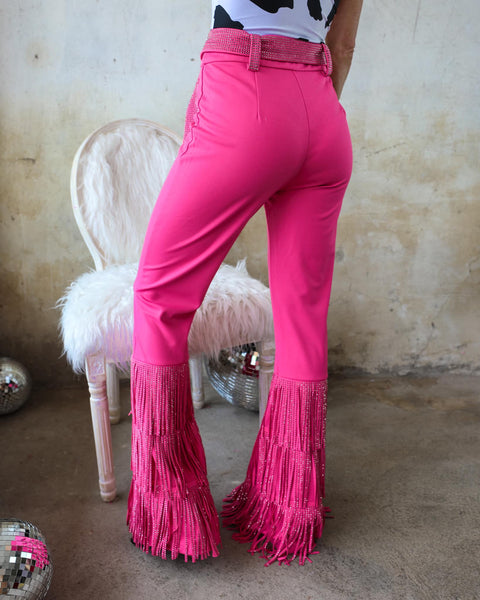 Hot Pink Fringe Rhinestone Shorts – The Classy Cactus