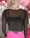 Lyla Black Rhinestone Embellished Bodysuit - The Lace Cactus