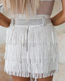 Amerie White and Silver Metallic Fringe Skirt - The Lace Cactus
