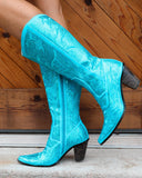 Turquoise Sequin Boots - The Lace Cactus