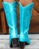 Turquoise Sequin Boots - The Lace Cactus