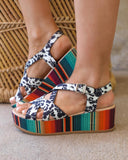 Sabrina Cow and Serape Wedges - The Lace Cactus