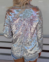 Saylor Silver Sequin Collared Blazer - The Lace Cactus