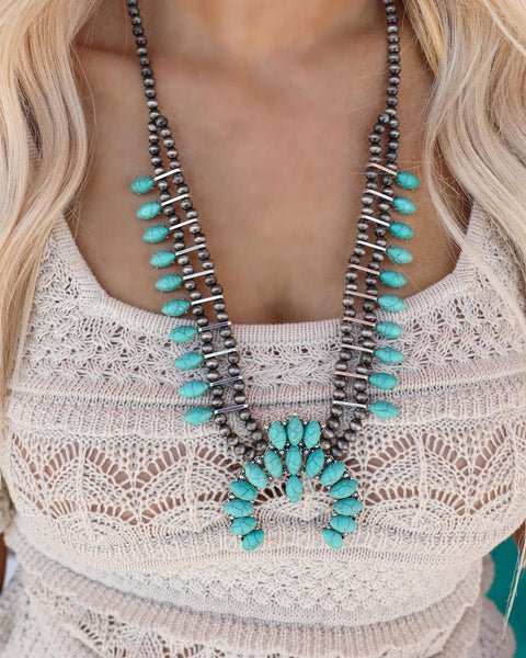 Mesa Turquoise Squash Blossom Necklace - The Lace Cactus