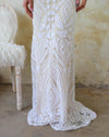 Veronica White High Neck Sequin Wedding Dress - The Lace Cactus