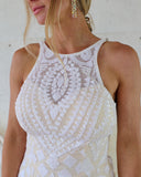 Veronica White High Neck Sequin Wedding Dress - The Lace Cactus