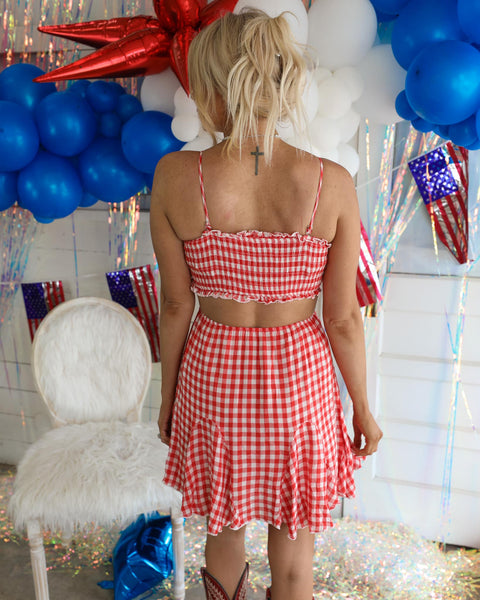 Raegan Red Gingham Dress - The Lace Cactus