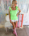 Lillie Neon Lime Peplum Tank - The Lace Cactus