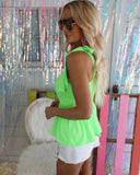 Lillie Neon Lime Peplum Tank - The Lace Cactus