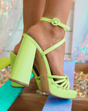 Brytnee Lime Chunky Heels - The Lace Cactus