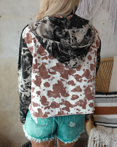 Bristol Cow Print and Tie-Dye Jacket - The Lace Cactus