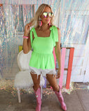 Lillie Neon Lime Peplum Tank - The Lace Cactus