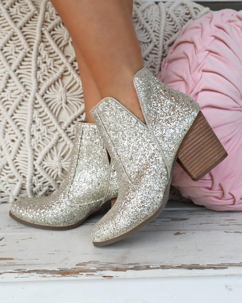 Not Rated Fiera Gold Glitter Booties - The Lace Cactus