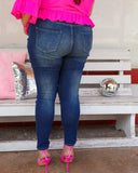 Felicity Plus Size Distressed Dark Denim Skinny Jeans - The Lace Cactus